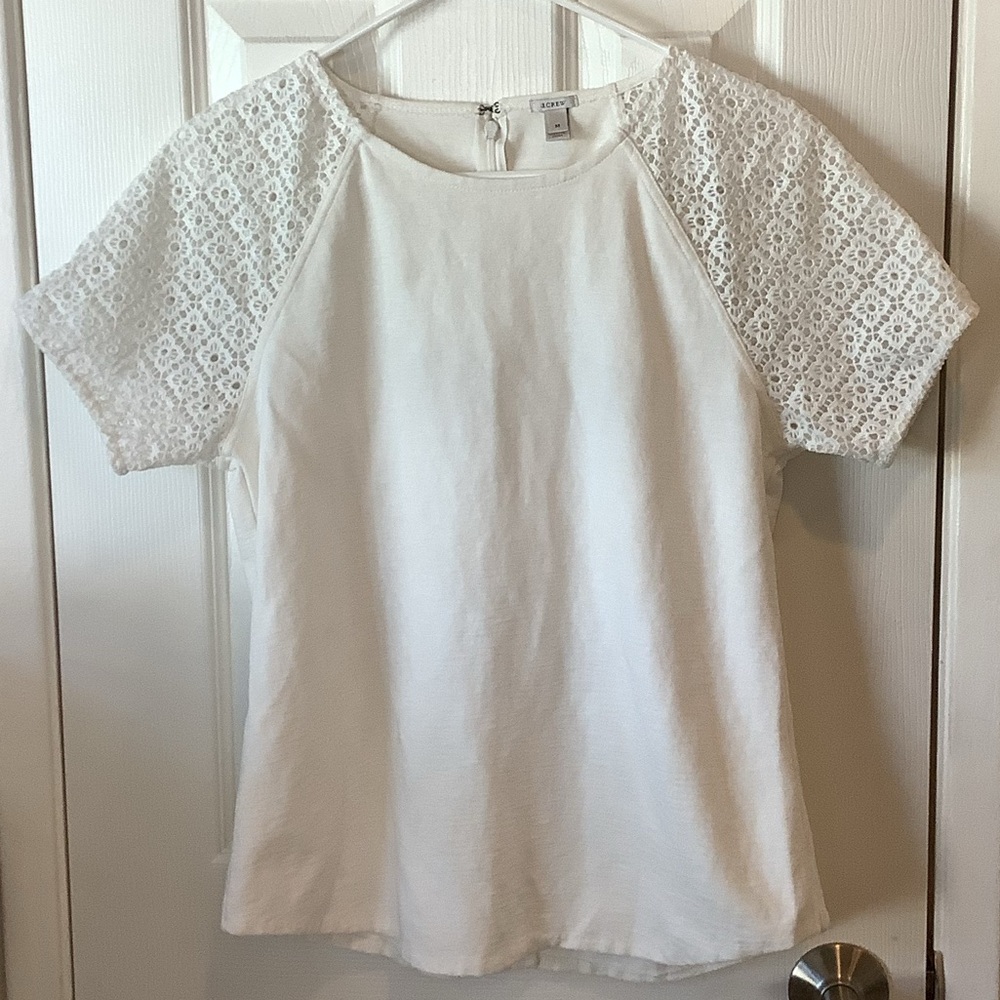 Women’s White Lace Eyelet Sleeve Top